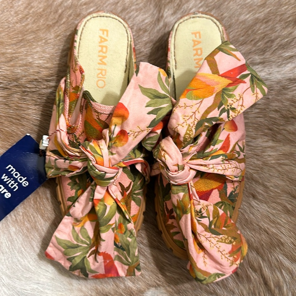 FARM RIO Womens Mango Trees Mule Sneaker With Bow EUA 7